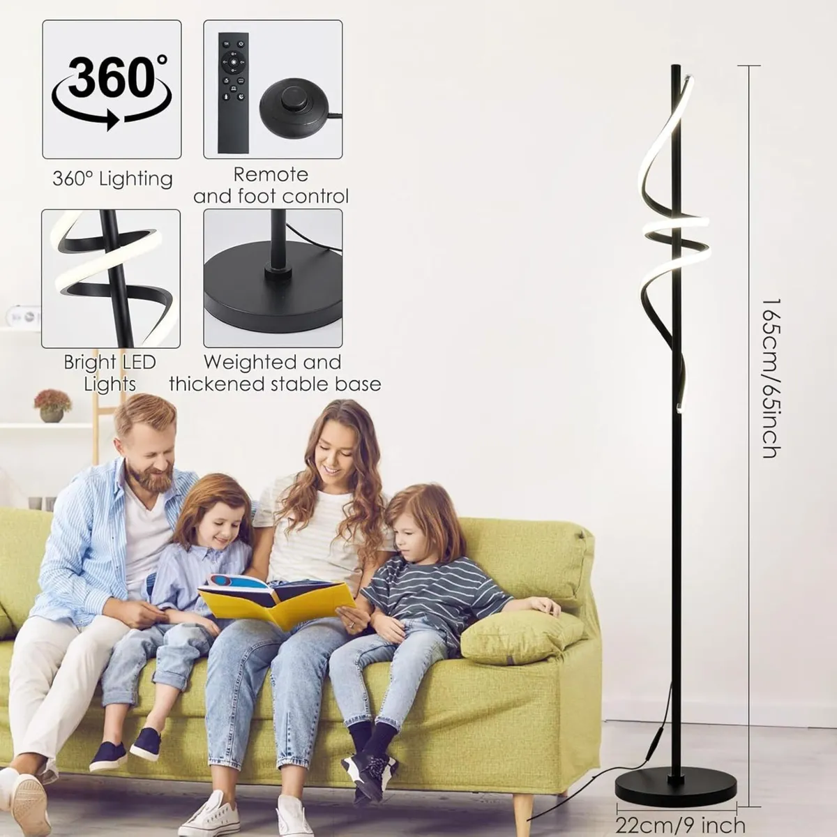 Spiral Floor Lamp LED Modern Dimmable Standing - Image 3