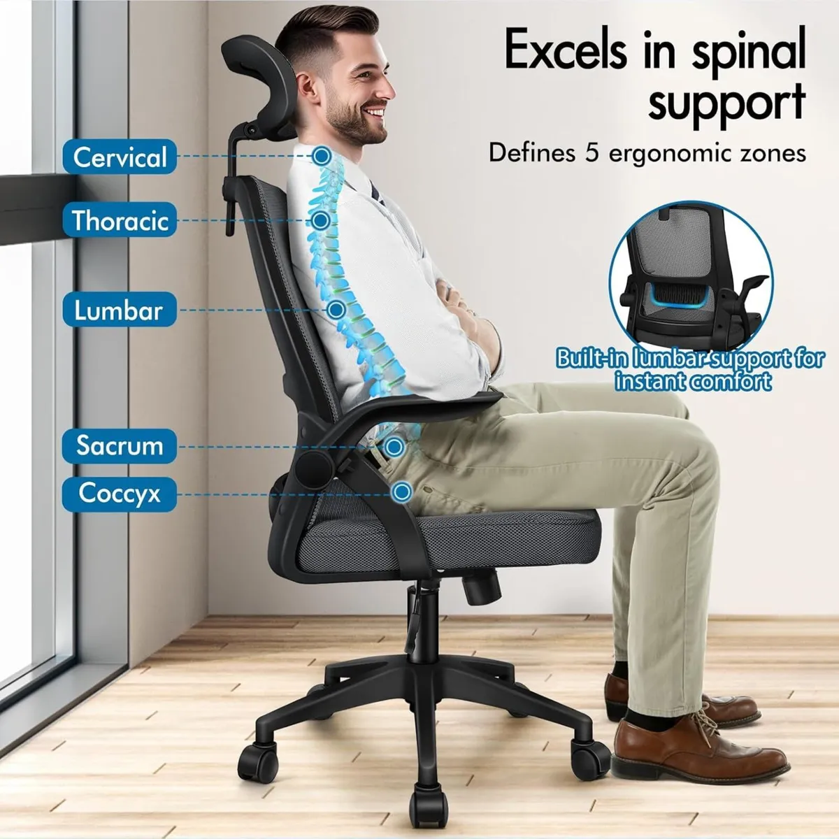 Ergonomic Office Chair with Headrest High Back - Image 3