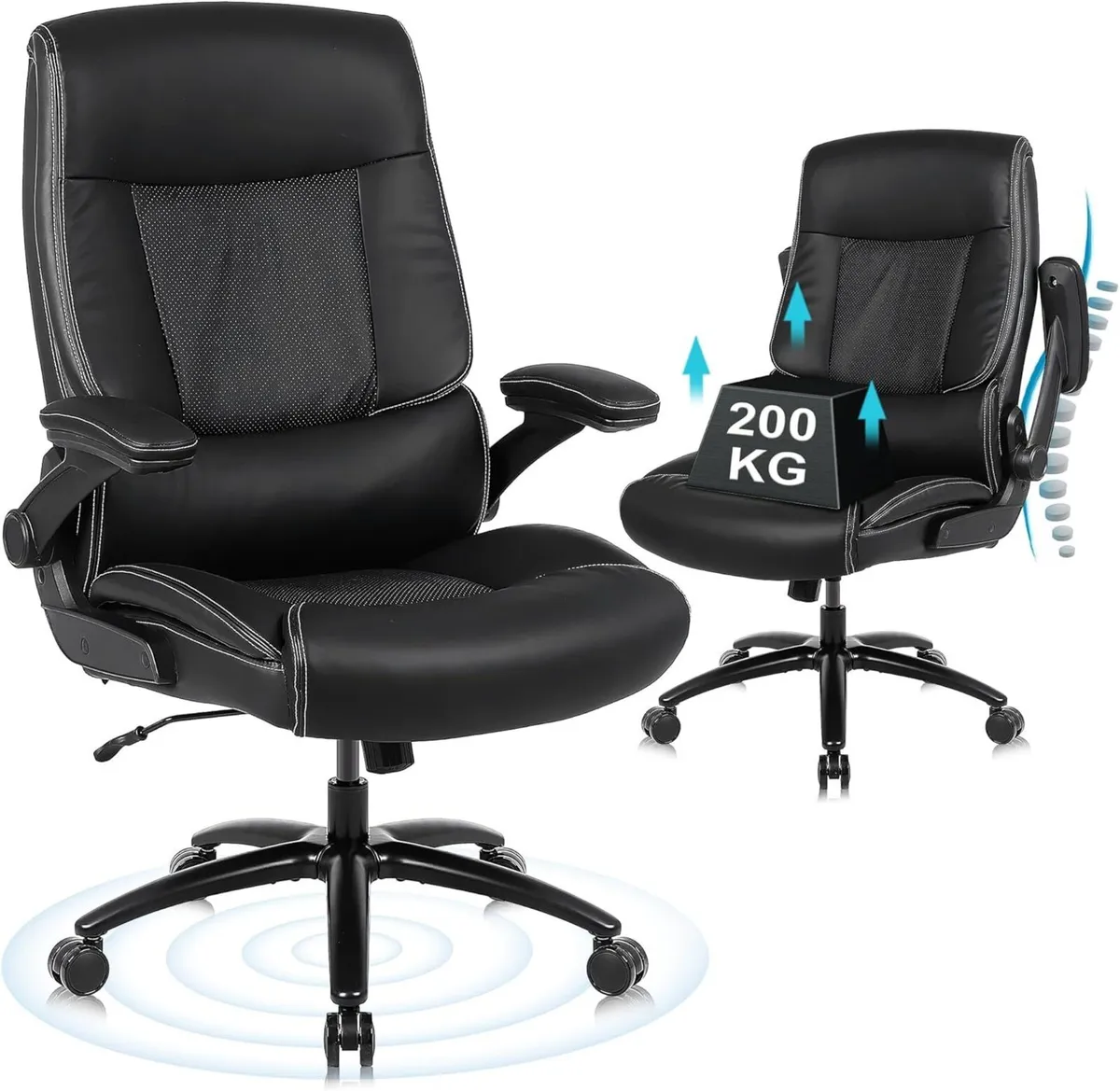 Executive Office Chair Desk with Flip-up Armrests - Image 1
