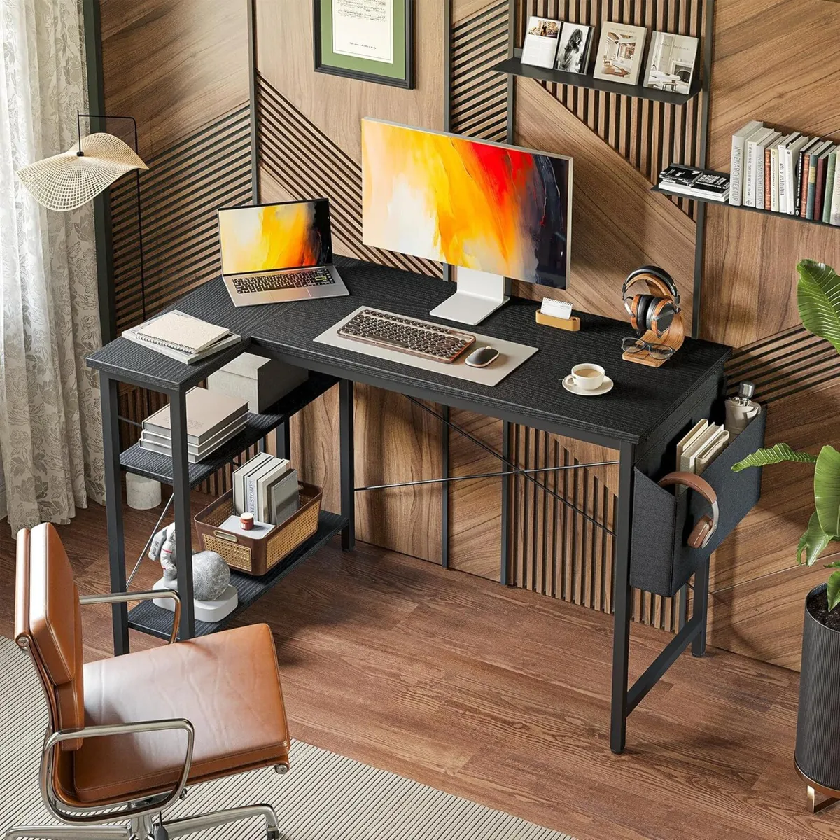 L Shaped Gaming Desk 100x70 cm Computer with - Image 2