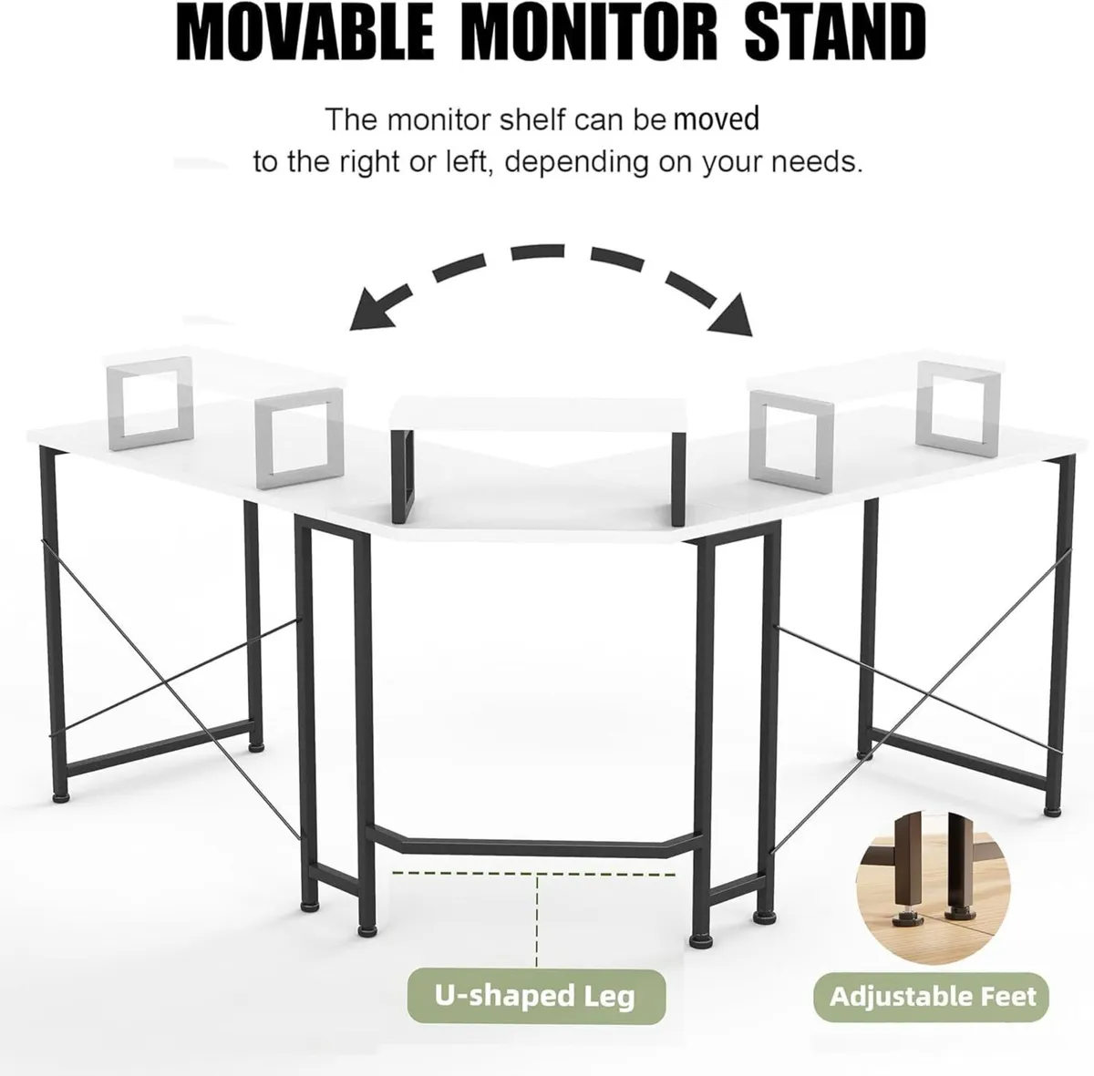 Corner Desk 50 L Shaped Gaming with Removable - Image 3