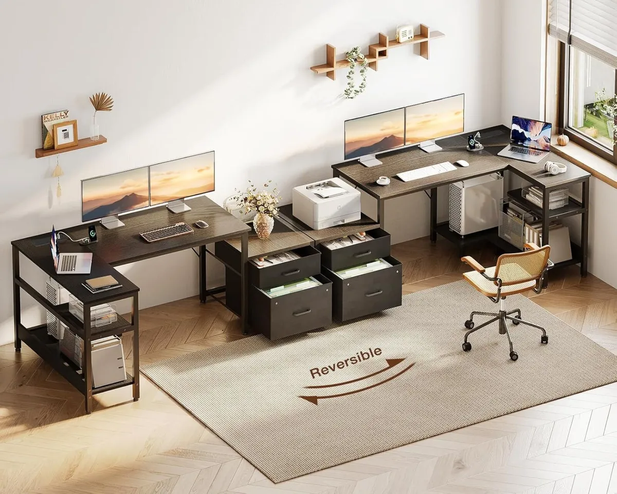 Corner Desk with Drawers 140x80 cm L Shaped - Image 2