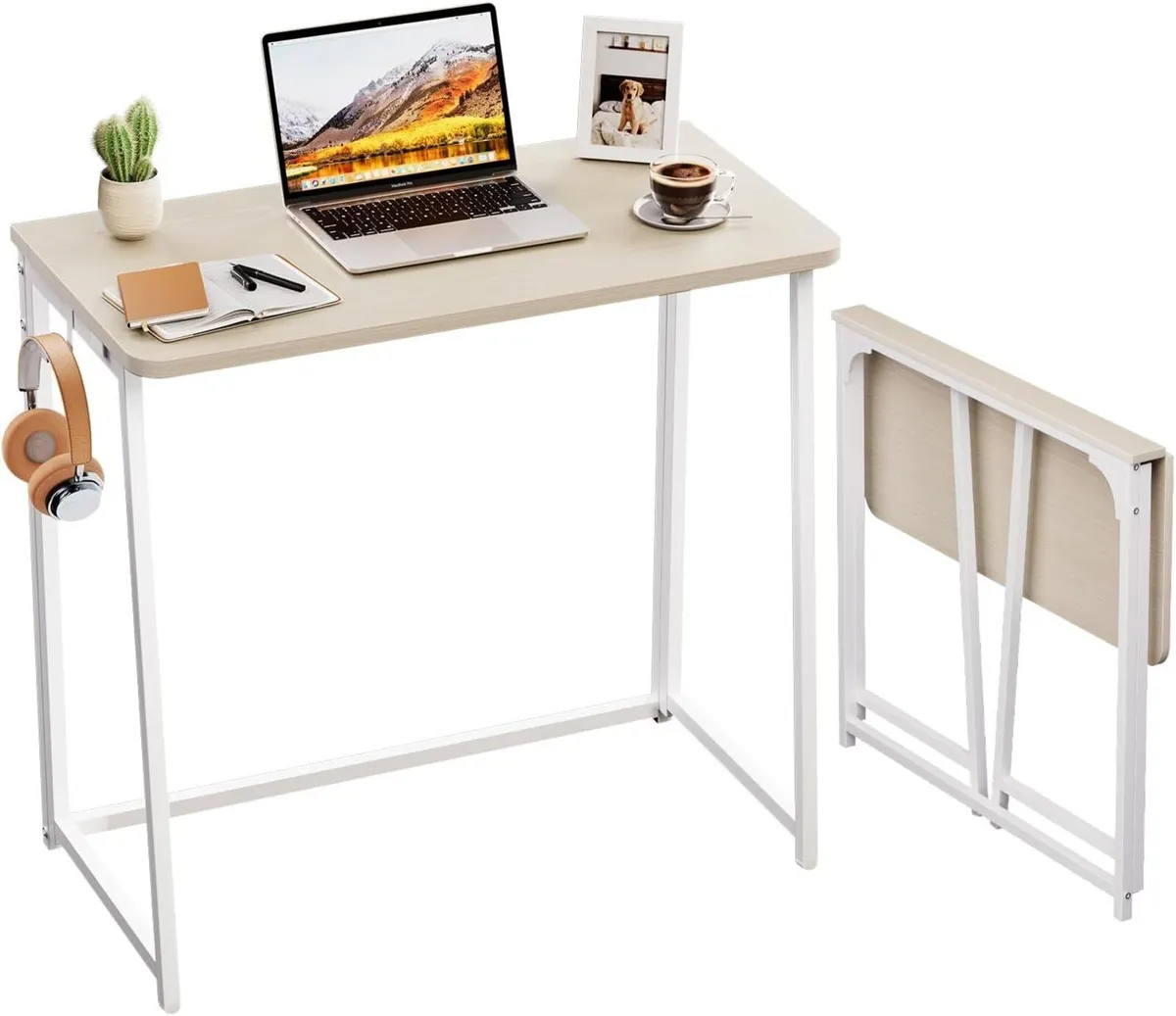 Folding Desk Small Foldable 80cm for Spaces Space - Image 1