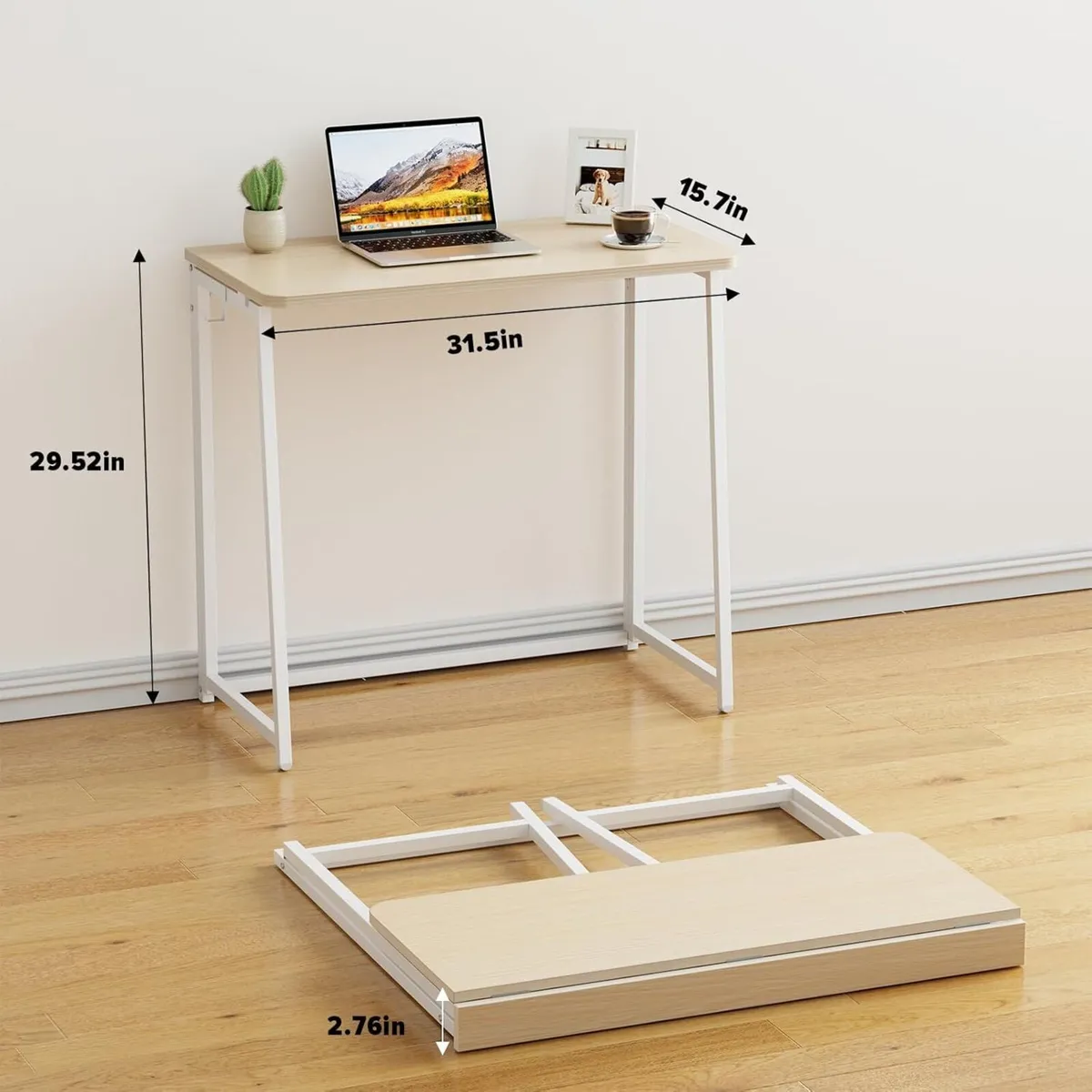 Folding Desk Small Foldable 80cm for Spaces Space - Image 2