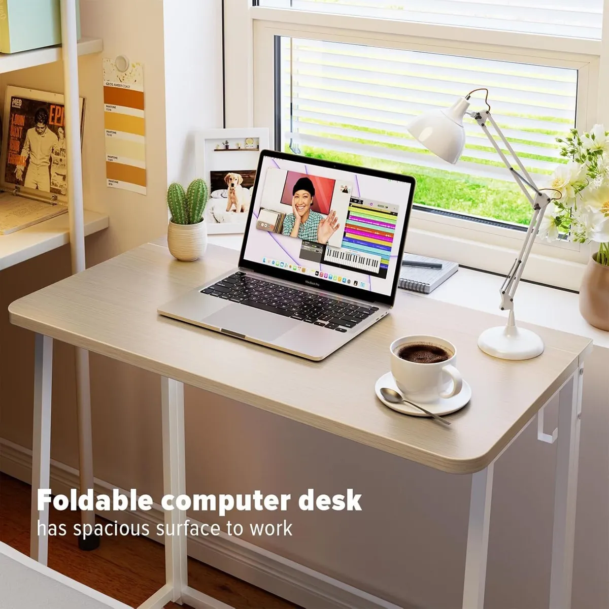 Folding Desk Small Foldable 80cm for Spaces Space - Image 3