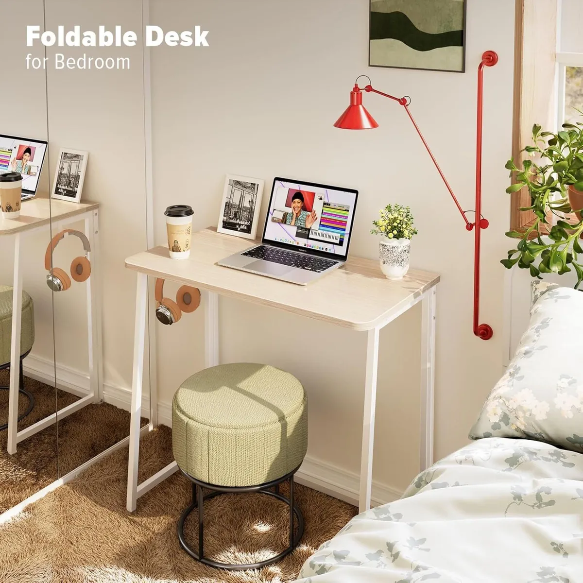Folding Desk Small Foldable 80cm for Spaces Space - Image 4