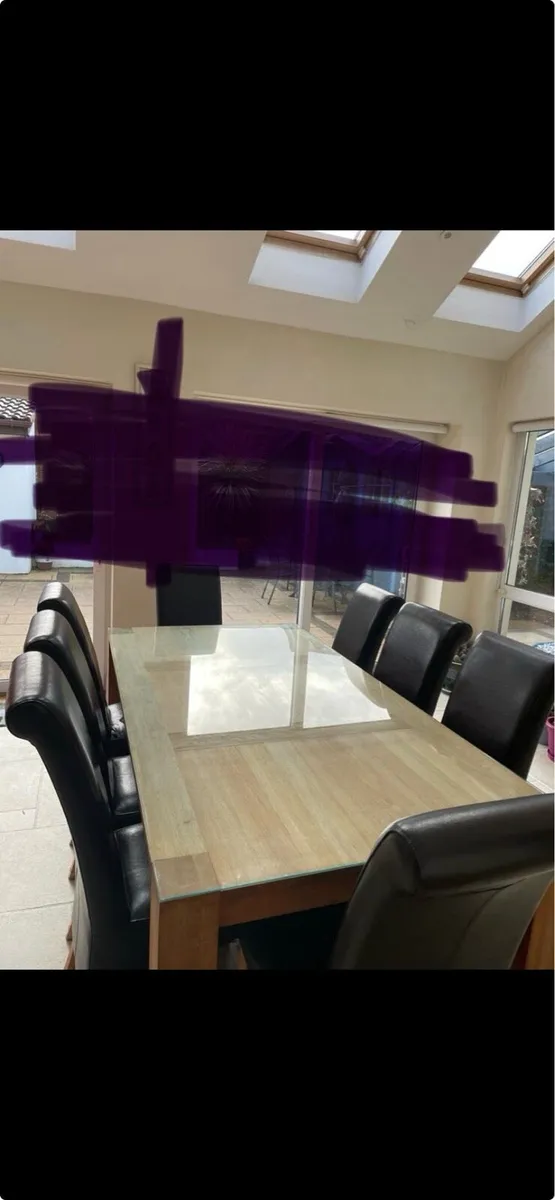 Large Solid Oak Dining Table - Image 1