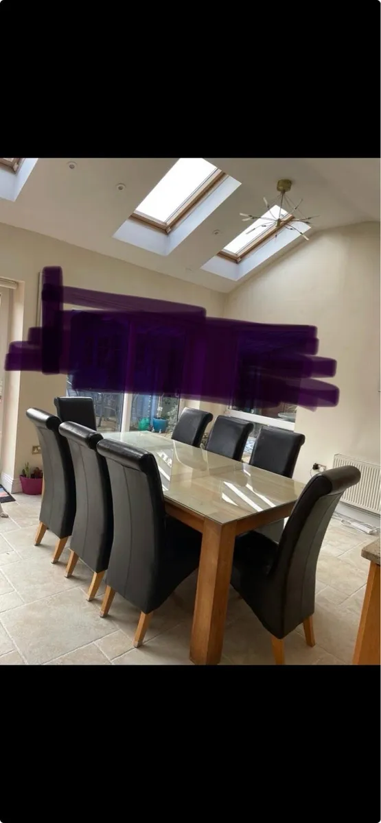 Large Solid Oak Dining Table - Image 2