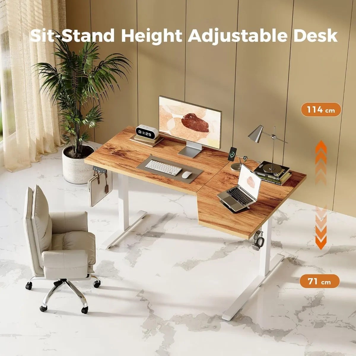 L-Shaped Electric Standing Desk 140cm Height - Image 3