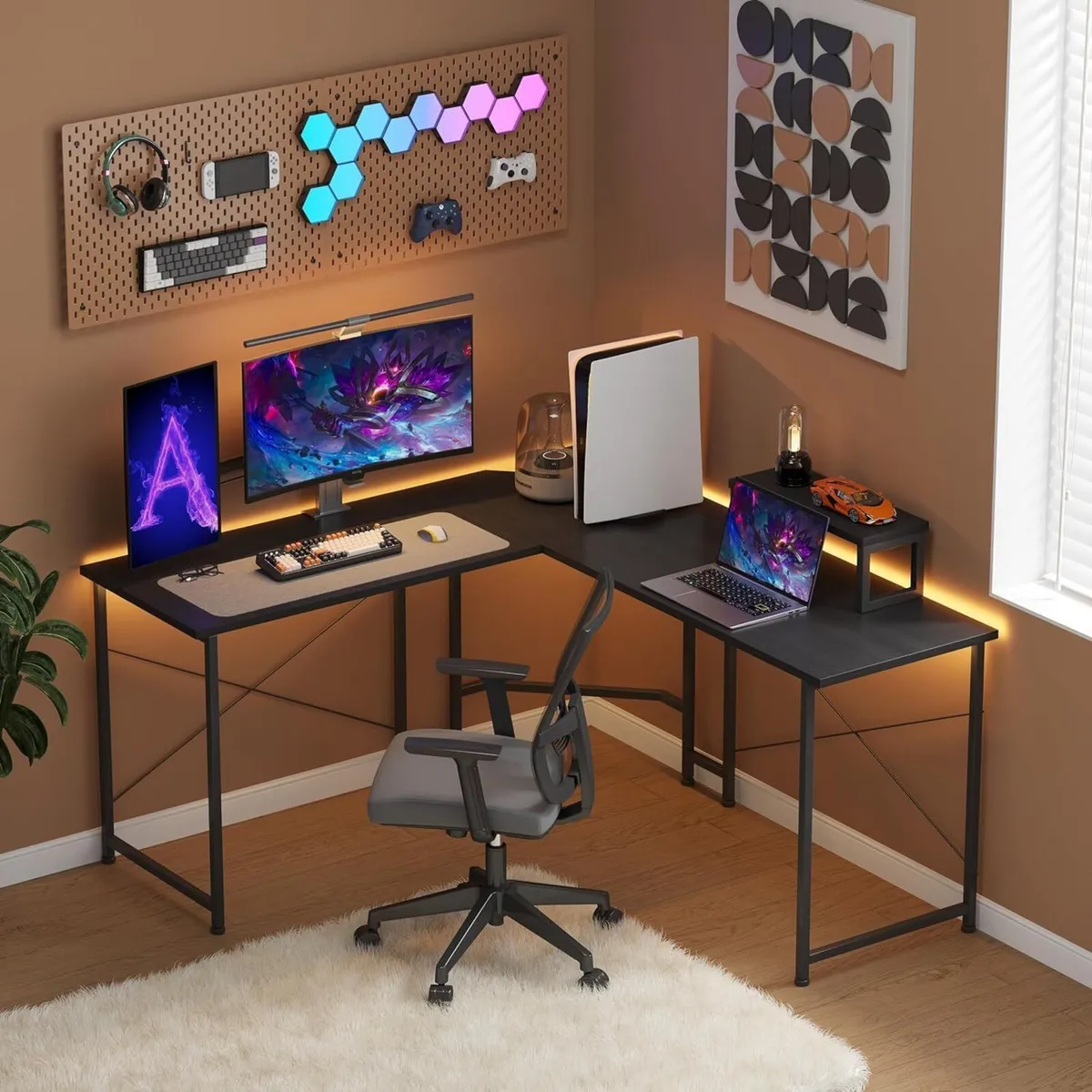 Corner Desk 50 L Shaped Gaming with Removable - Image 1