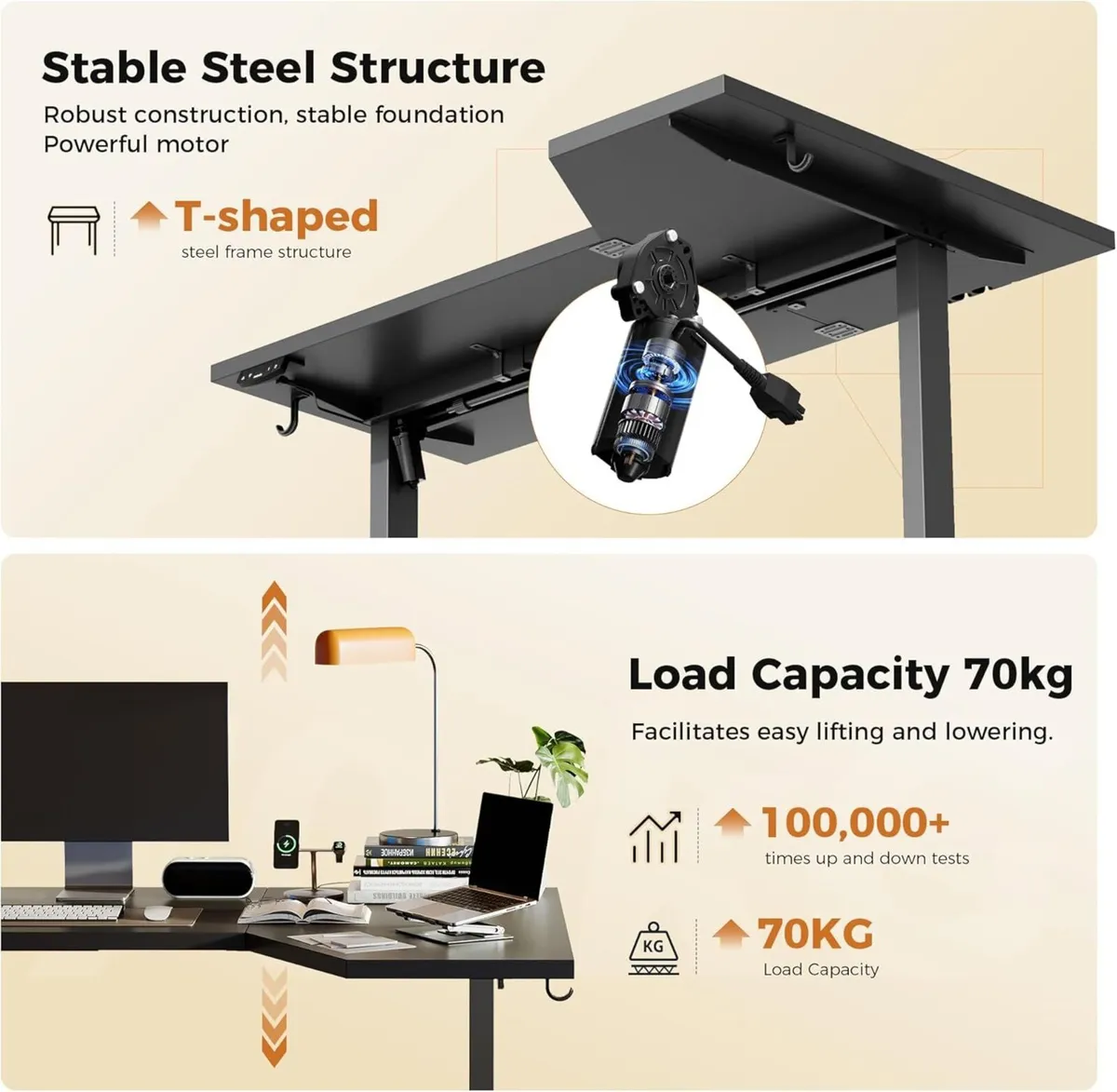 L-Shaped Electric Standing Desk 140cm Height - Image 4