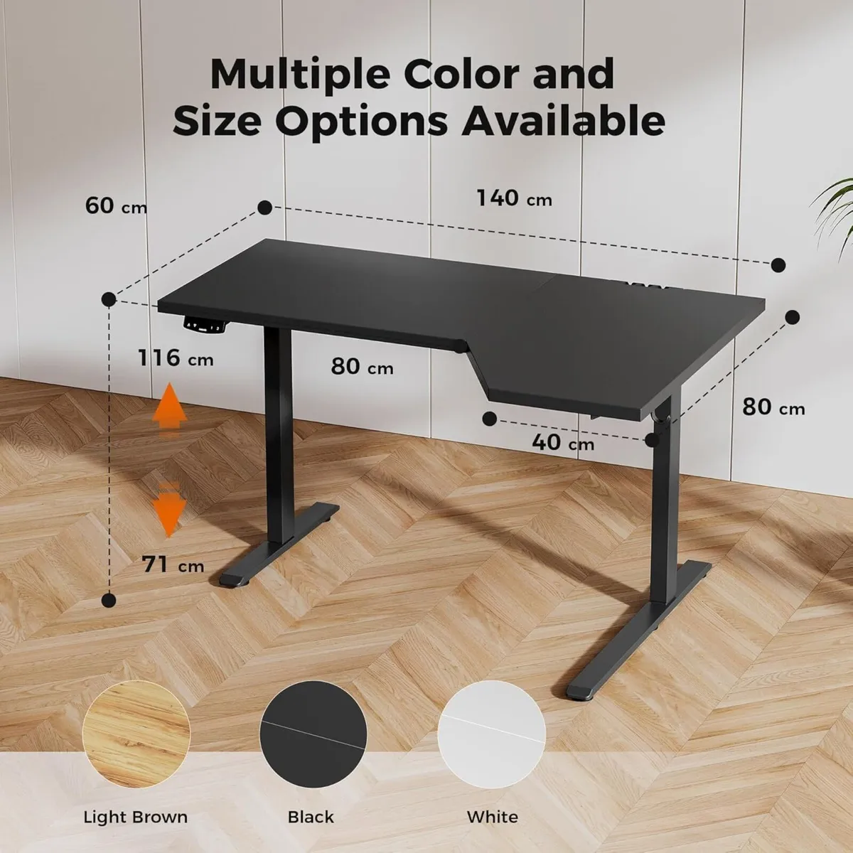 L-Shaped Electric Standing Desk 140cm Height - Image 2