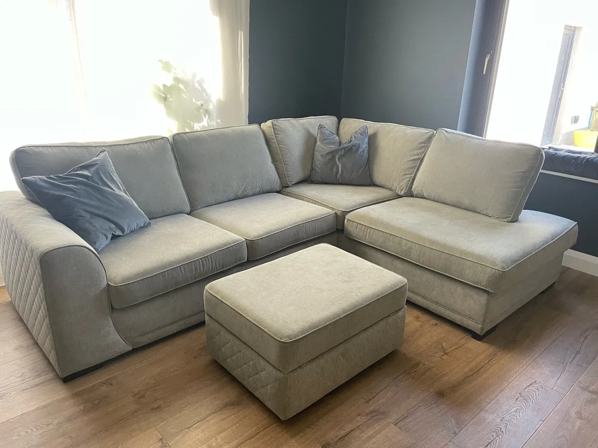 Corner sofa bed & stool - Image 1