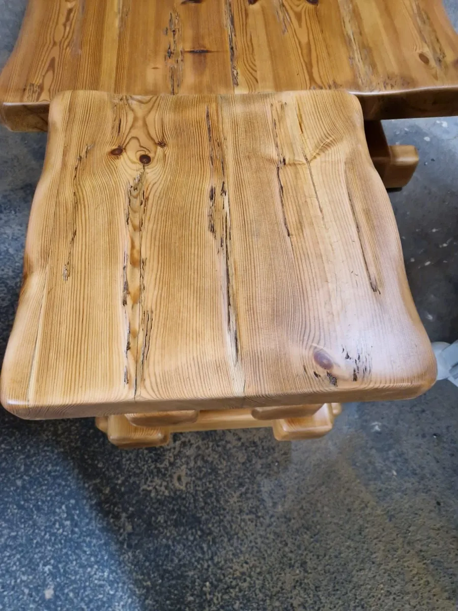 Reclaimed pine coffee table, matching side table - Image 4