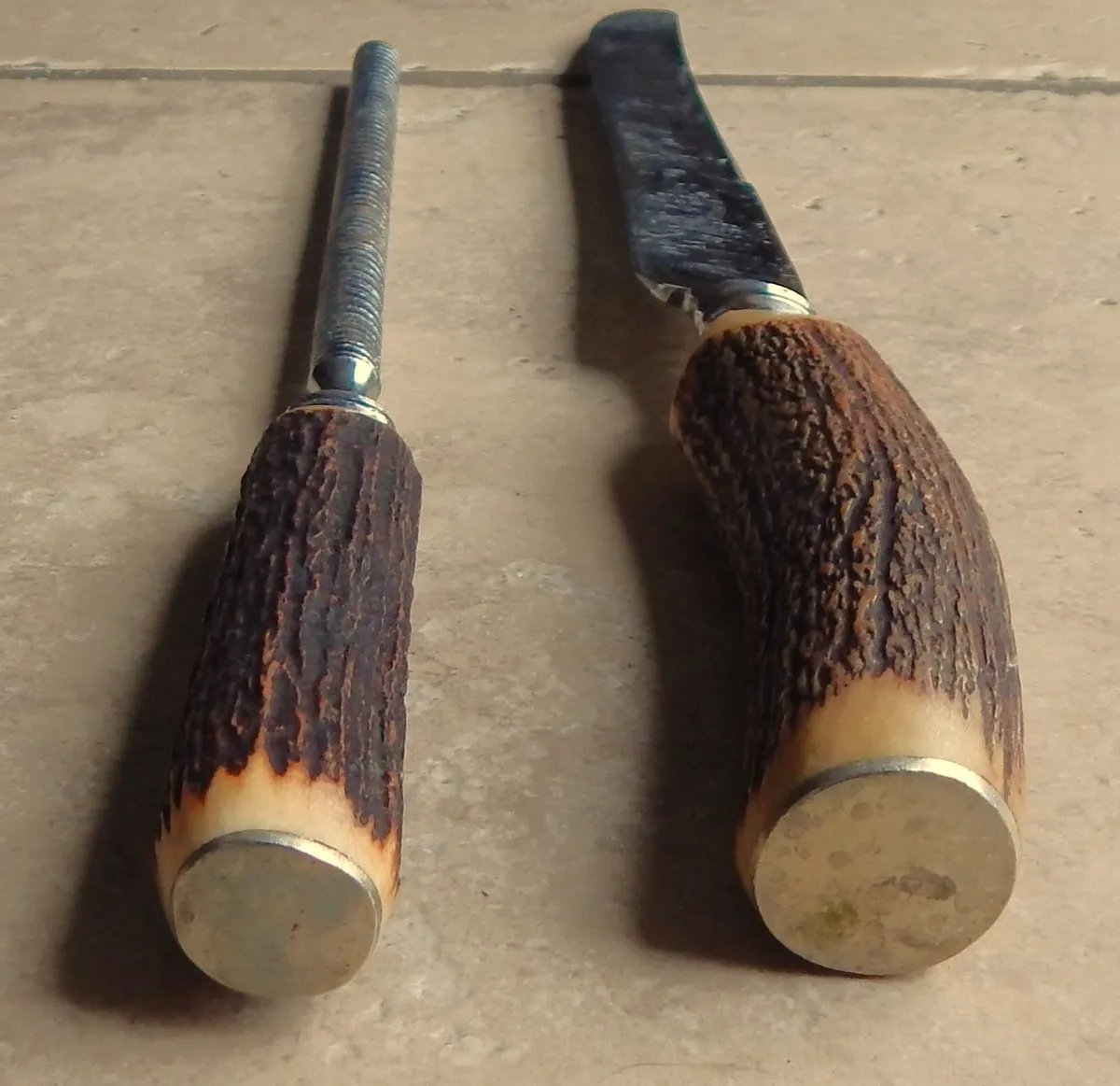 Sheffield Antler Handle Carving Knife & Steel - Image 2