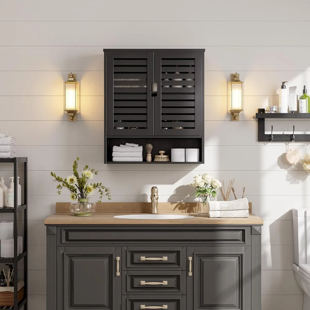 Bathroom Cabinet Wall Mounted Bamboo Over-The-Toil - Image 4