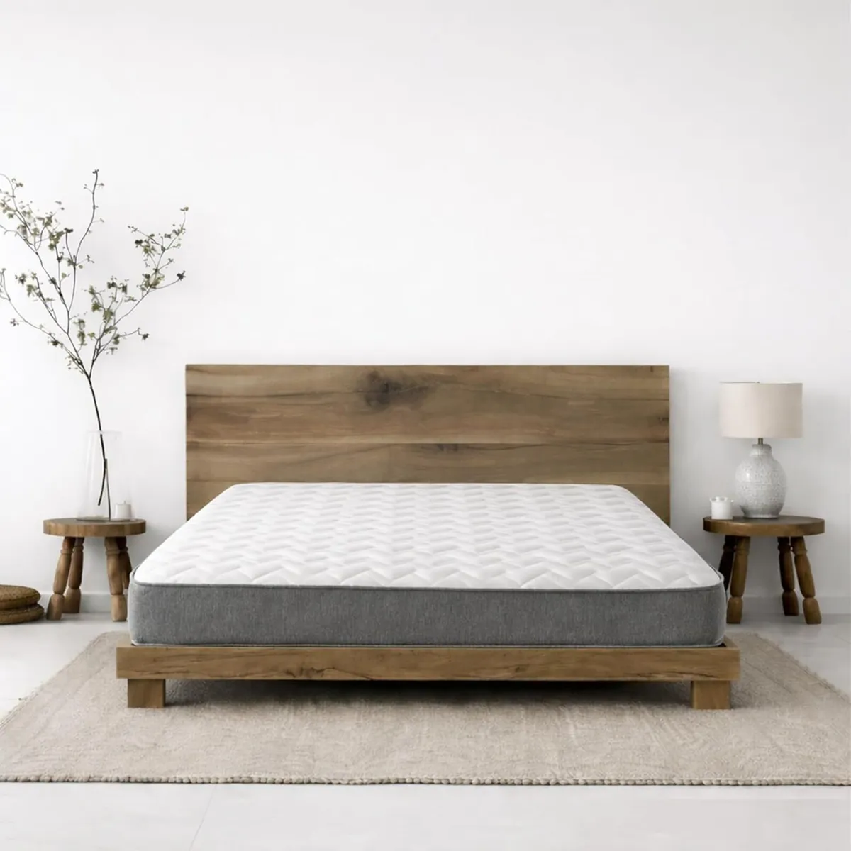 Double Mattress with Springs Memory Foam - Grey - Image 2