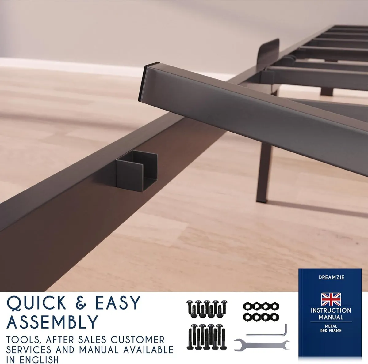 Metal Single Bed Frame 90x190 with Storage 35cm - - Image 4