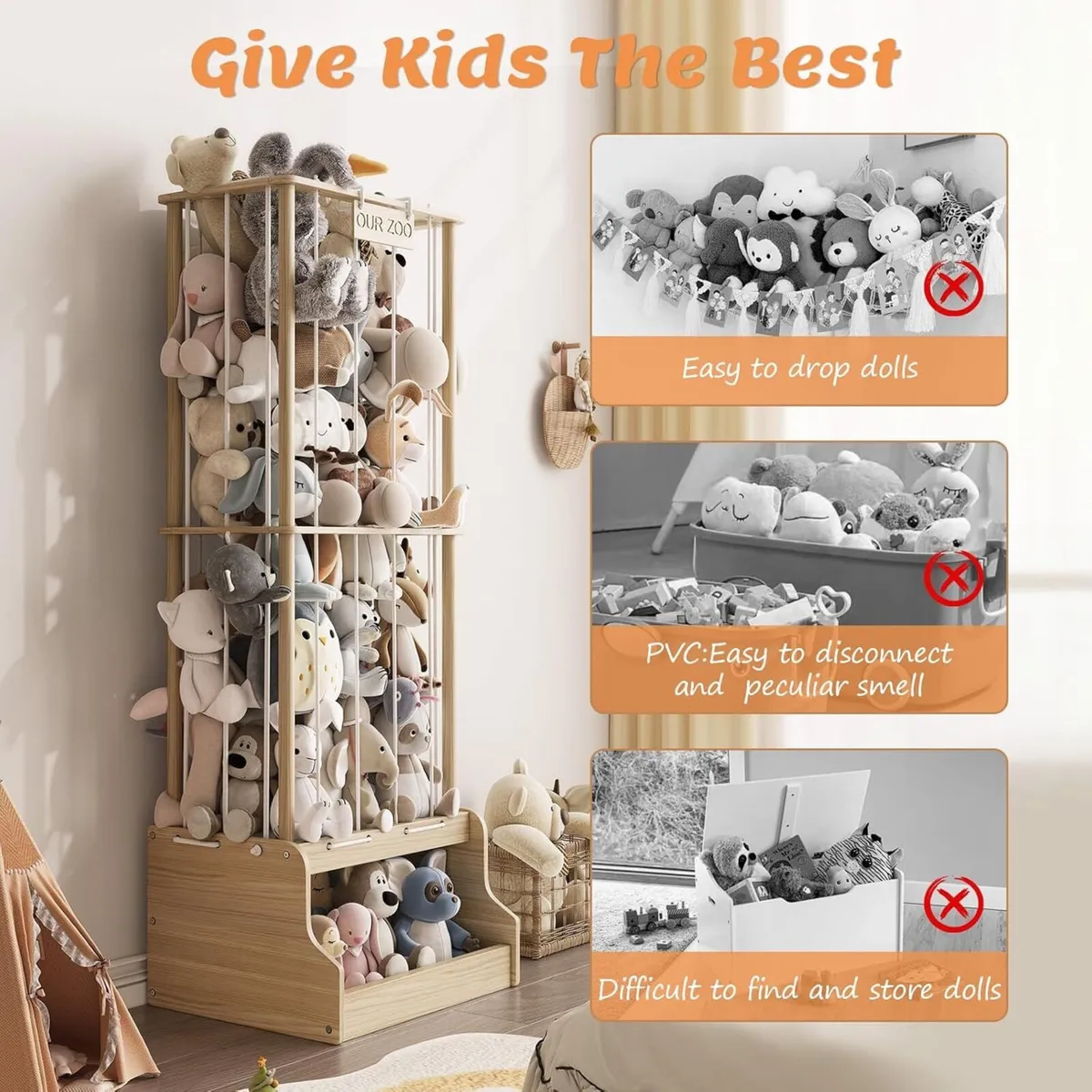 Stuffed Animal Storage Wood Zoo with Toy Chest - Image 4