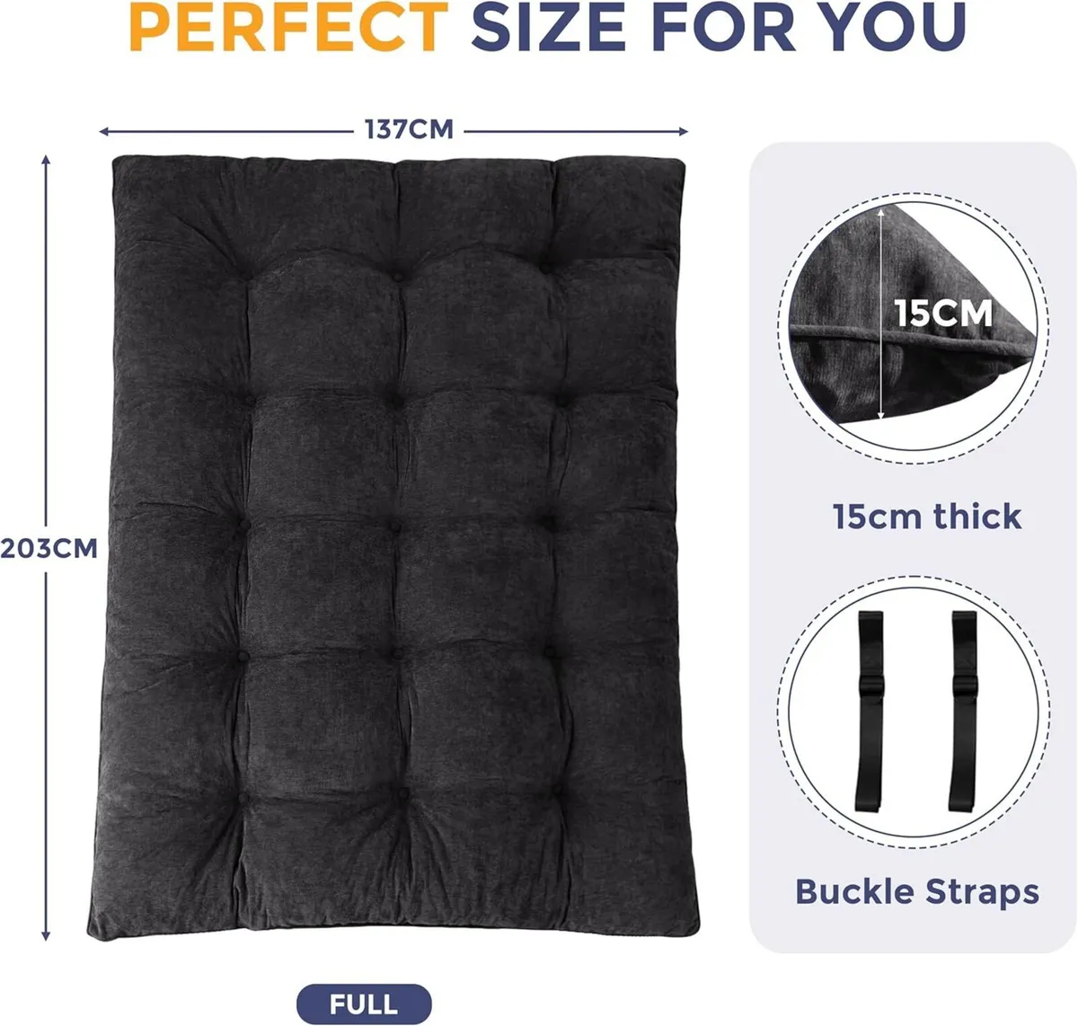 Futon Mattress Chenille Fabric 15cm Thicken Roll - Image 2