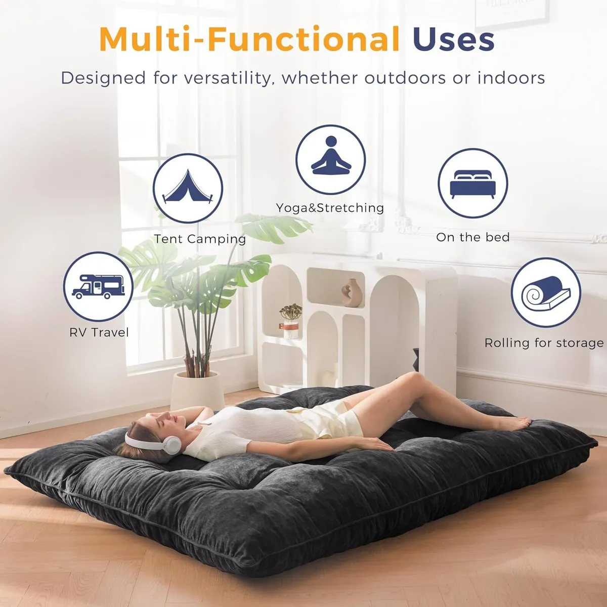 Futon Mattress Chenille Fabric 15cm Thicken Roll - Image 3