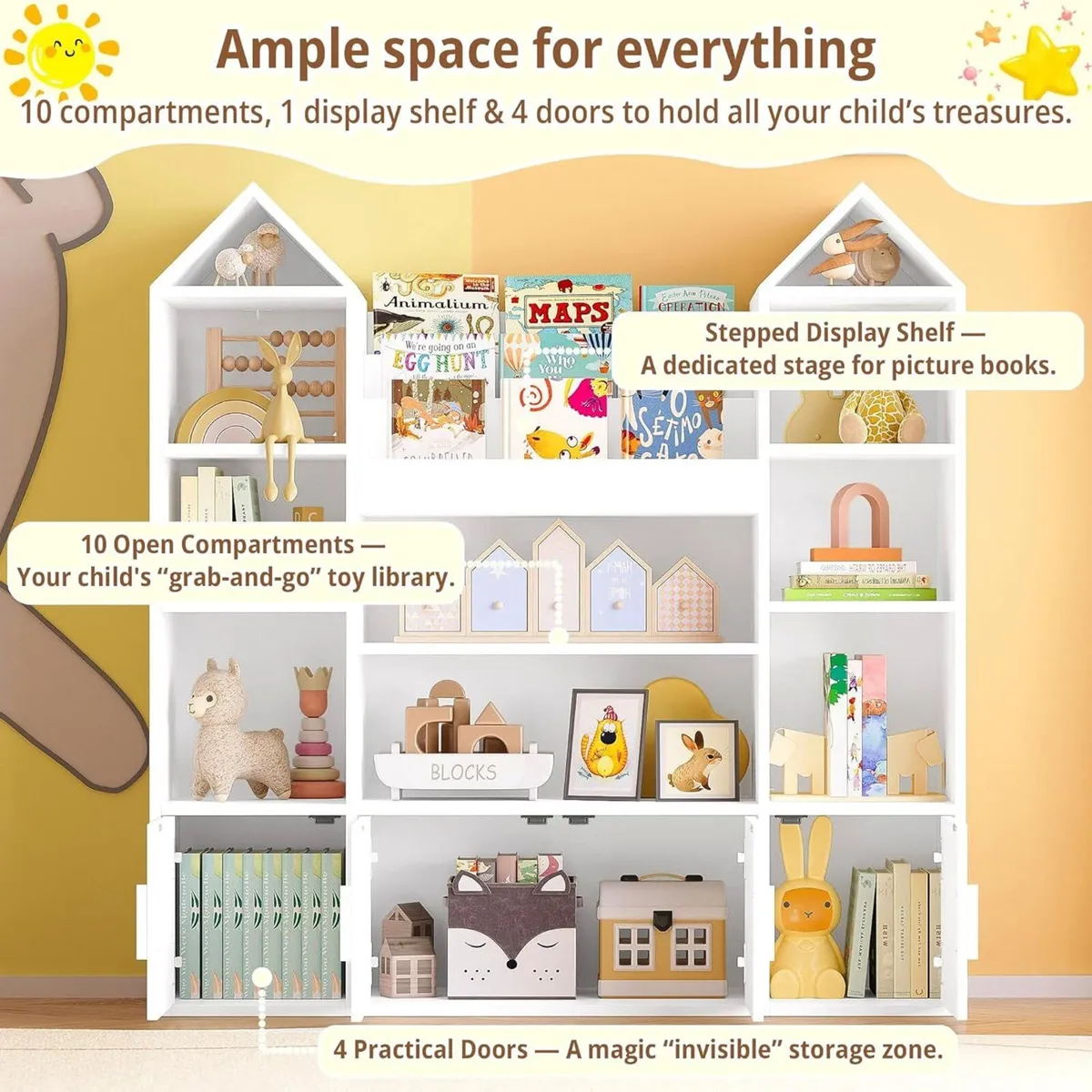 Kids Toy Storage Unit Childrens Bookcase Organiser - Image 4