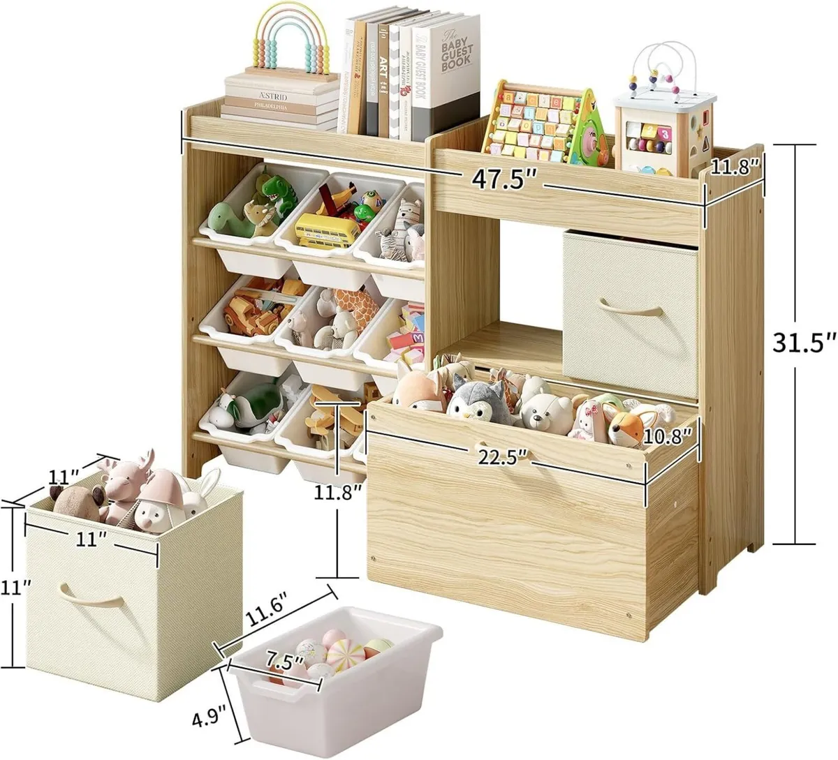 Toy Storage Organizer for Kids 9-Bin with - Image 2