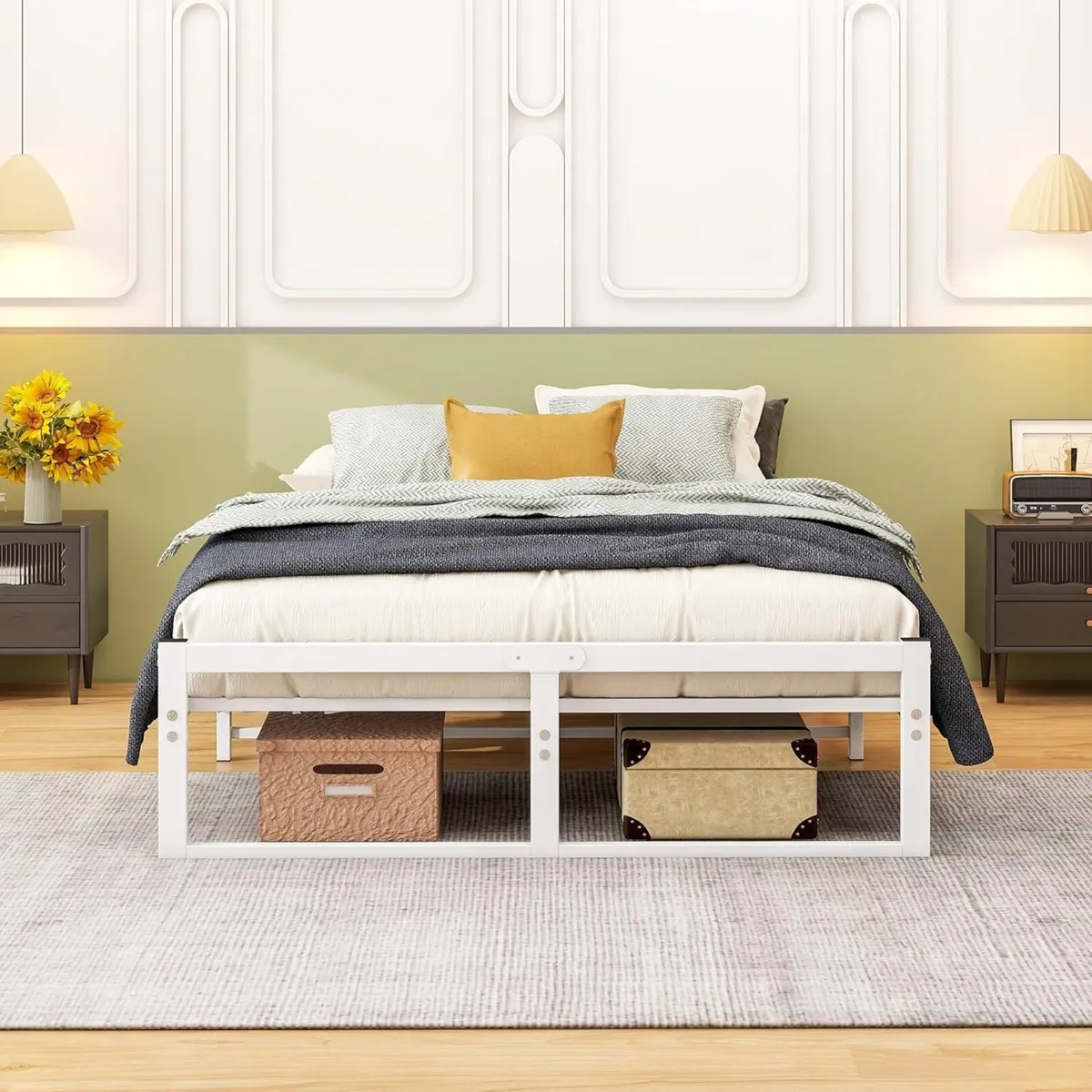 King Size Bed Frame Metal Platform with Reinforced - Image 3