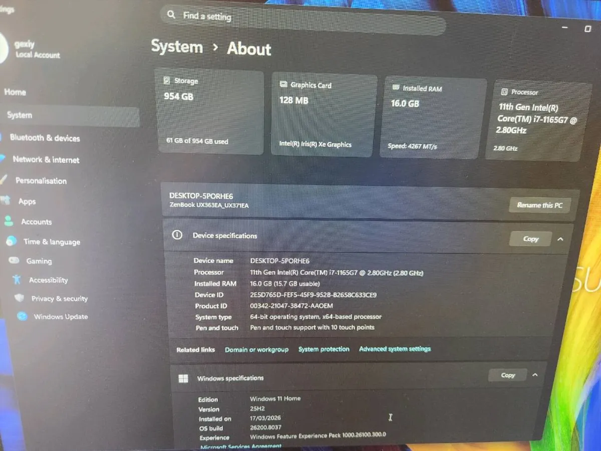 ASUS ZenBook Flip S – Spares/Repairs | Intel i7 11 - Image 4