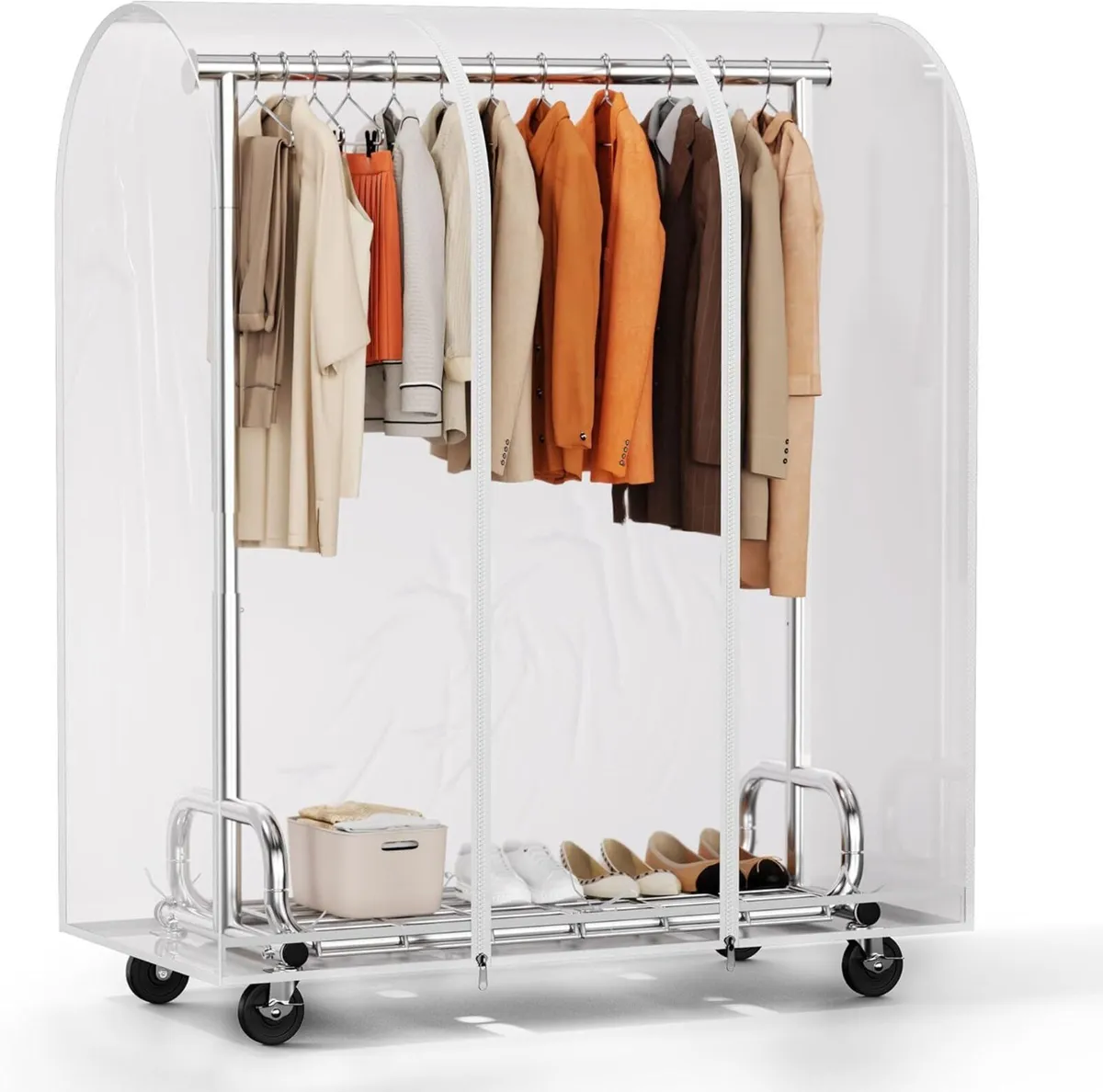 Heavy Duty Clothes Rail with Dust Cover Adjustable - Image 1