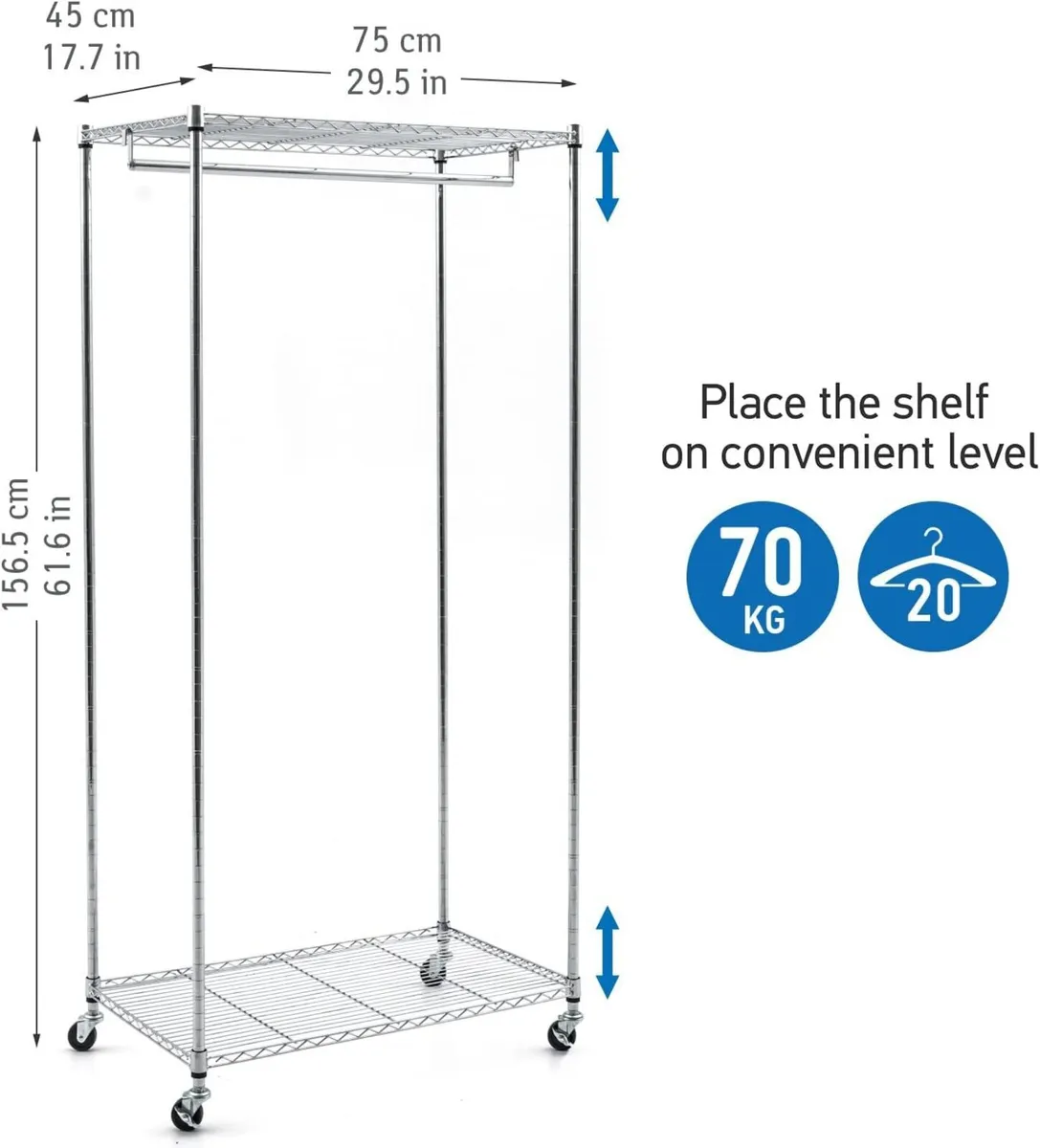 Buffalo Wardrobe on Wheels Heavy Duty Clothes - Image 3