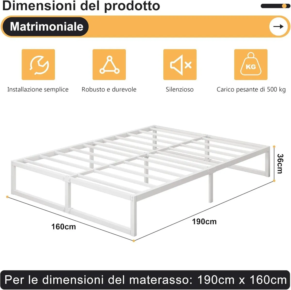 Double Bed Frame 160x190 cm Metal Platform with - Image 2