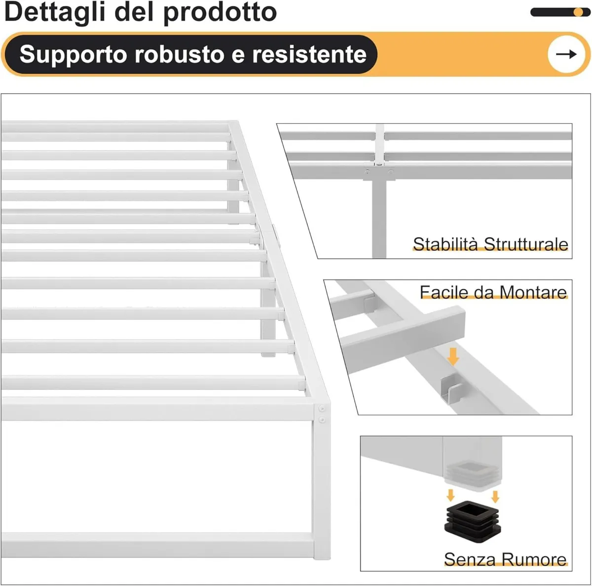 Double Bed Frame 160x190 cm Metal Platform with - Image 4