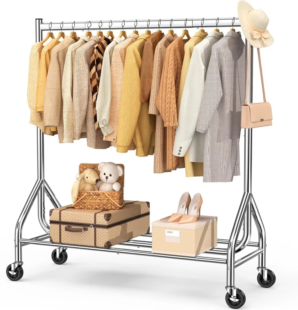 Heavy Duty Clothes Rail Load 180 KG Rolling - Image 1