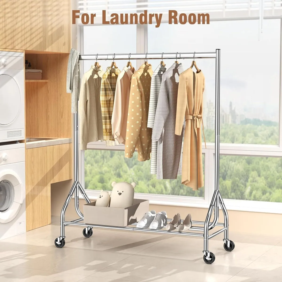 Heavy Duty Clothes Rail Load 180 KG Rolling - Image 2