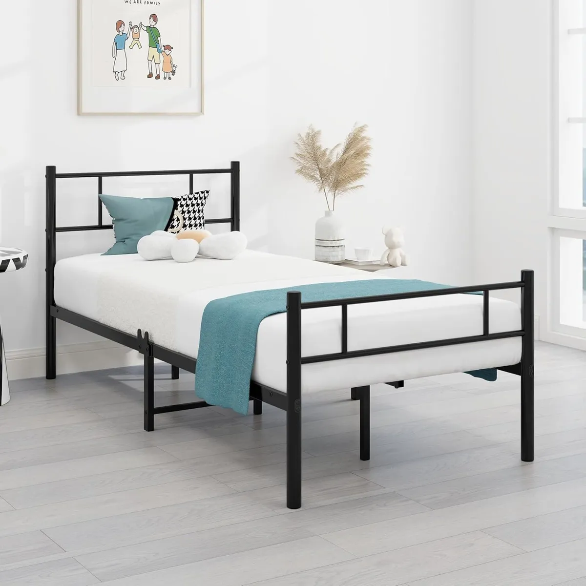 Single Metal Bed Frame 3ft with Headboard No Box - Image 3