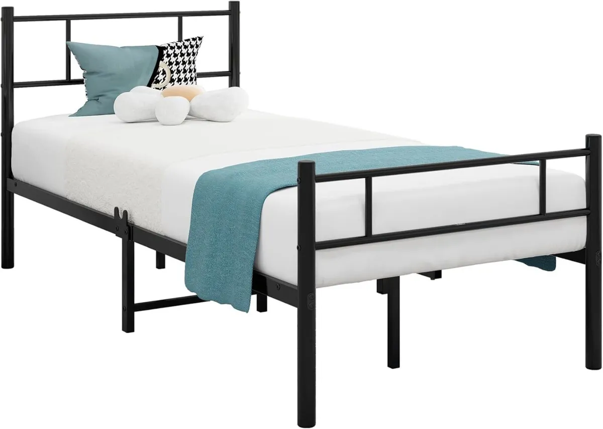 Single Metal Bed Frame 3ft with Headboard No Box - Image 4