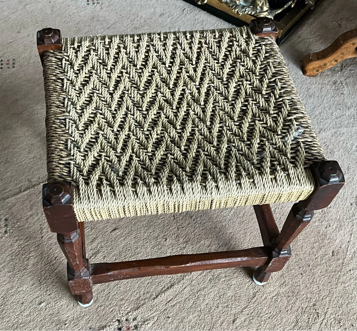 Rare Vintage Woven Rope Stool - Image 2