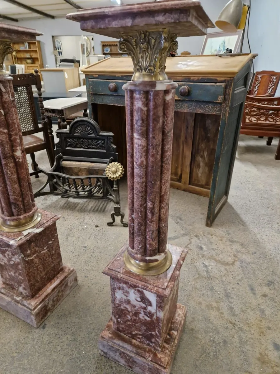 Pair large vintage marble pedestals, columns - Image 4