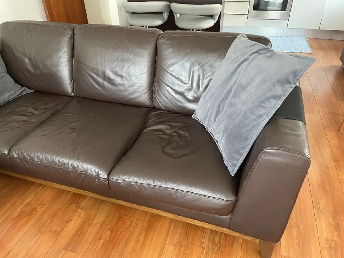 2 brown leather sofas for free - Image 1