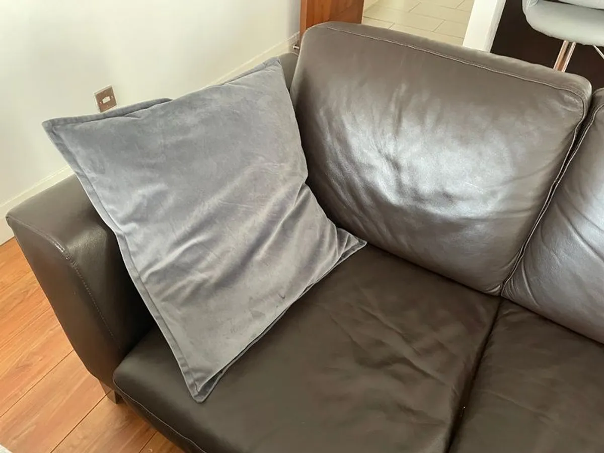 2 brown leather sofas for free - Image 2