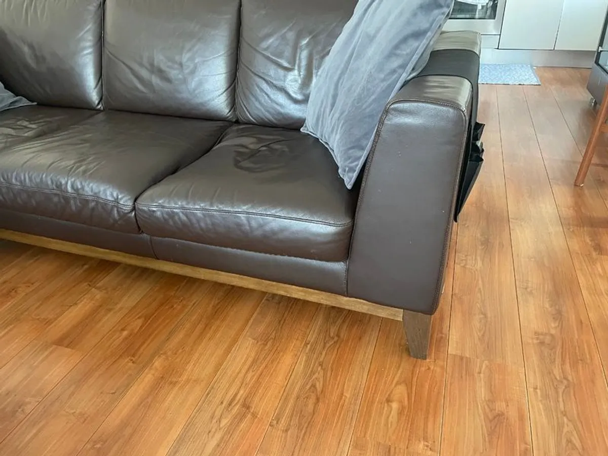 2 brown leather sofas for free - Image 3