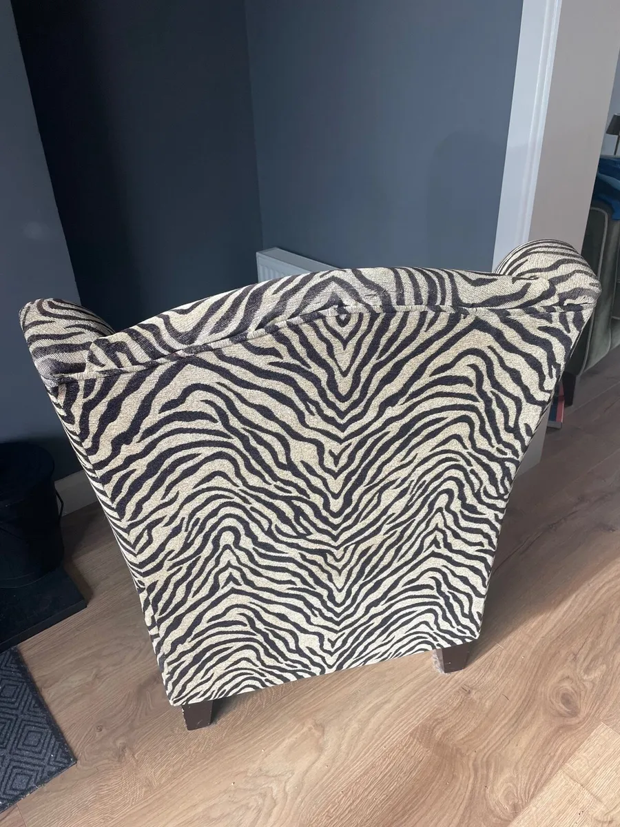 Zebra Print Wingback Armchair – Stylish Accent Cha - Image 2