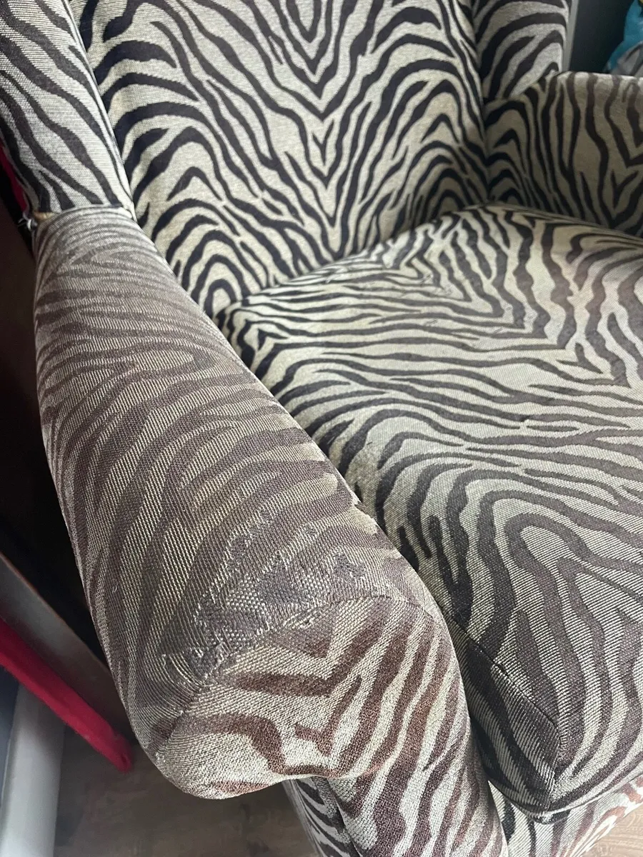 Zebra Print Wingback Armchair – Stylish Accent Cha - Image 3