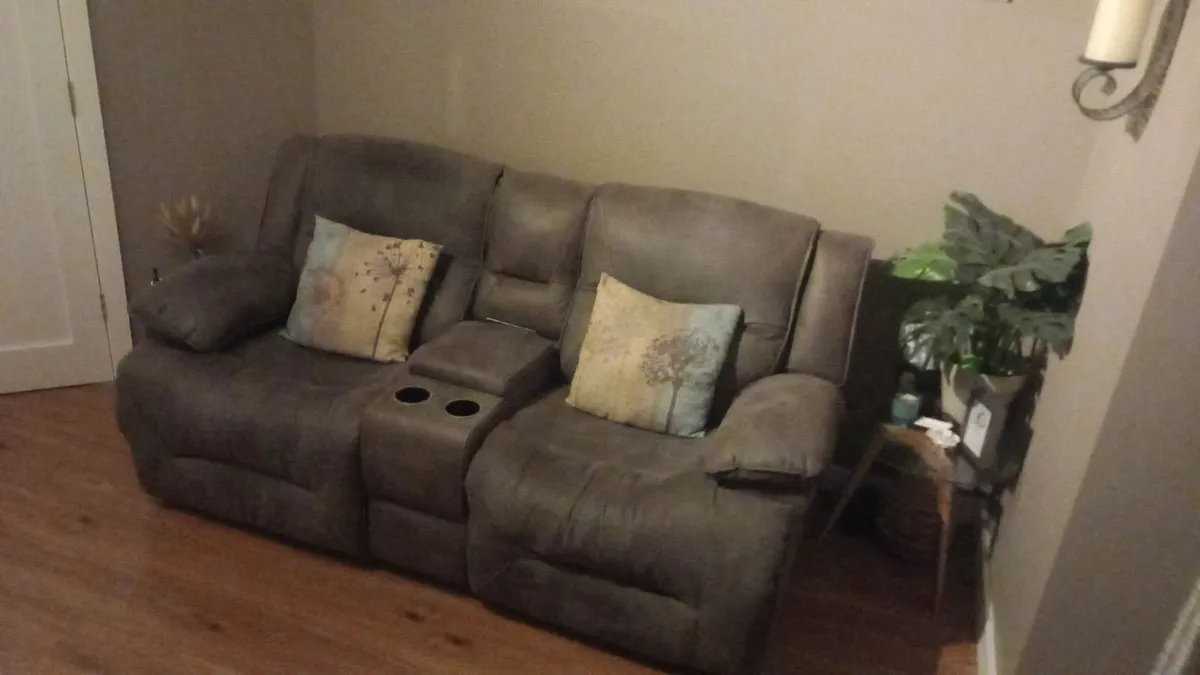 Harvey Norman double recliner with console - Image 2