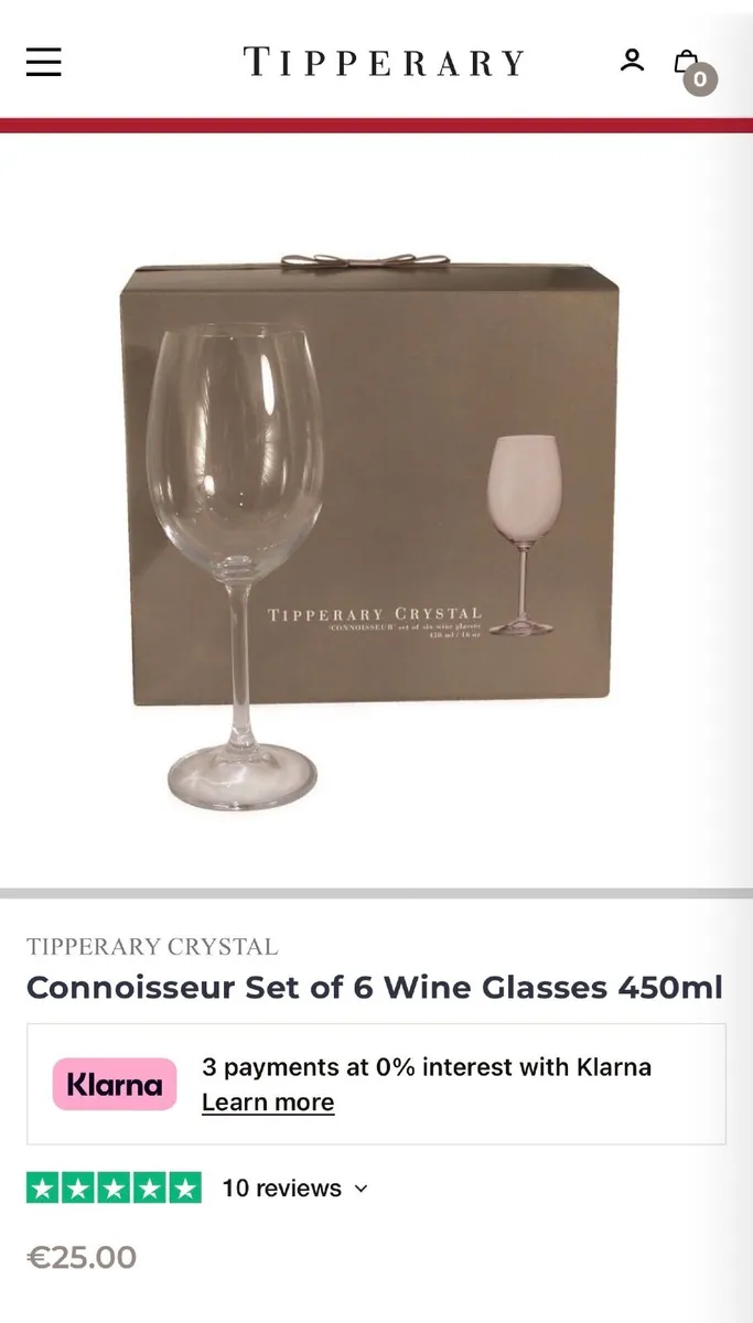 Tipperary Crystal set of six wine glasses - Image 2