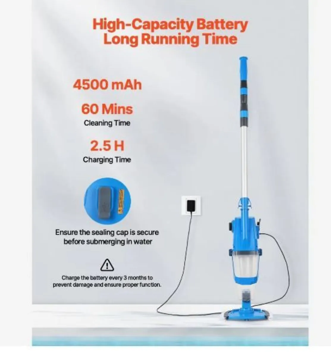 Pool Vacuum, 26 GPM Handheld Cordless - Image 2