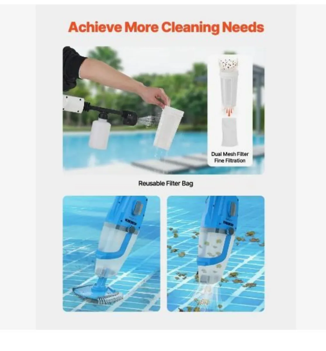 Pool Vacuum, 26 GPM Handheld Cordless - Image 4