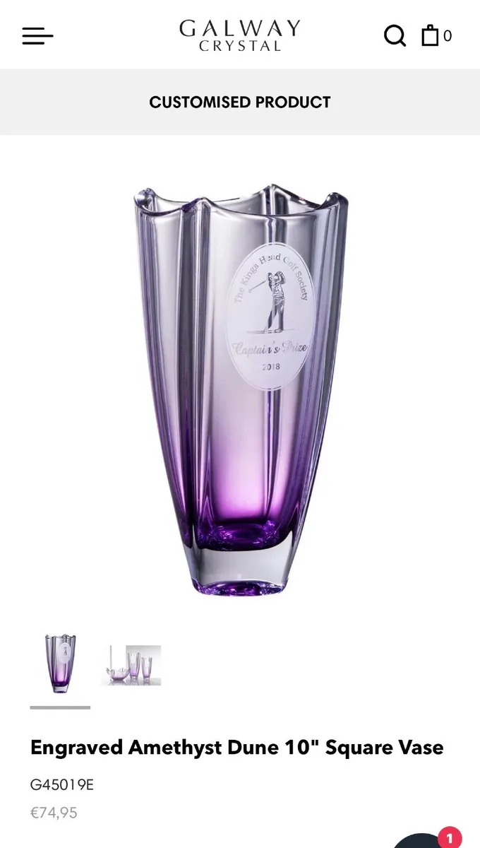 Galway Crystal Purple Vase. - Image 1