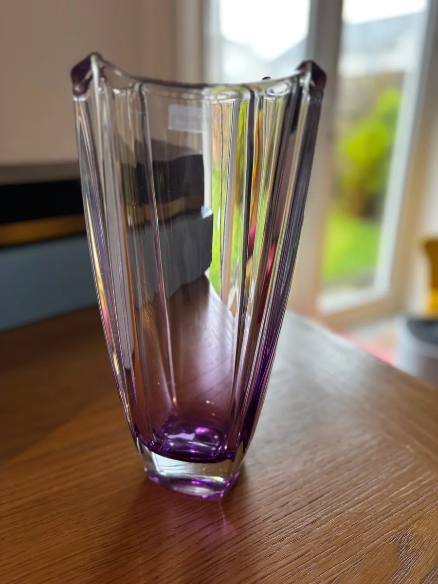 Galway Crystal Purple Vase. - Image 4